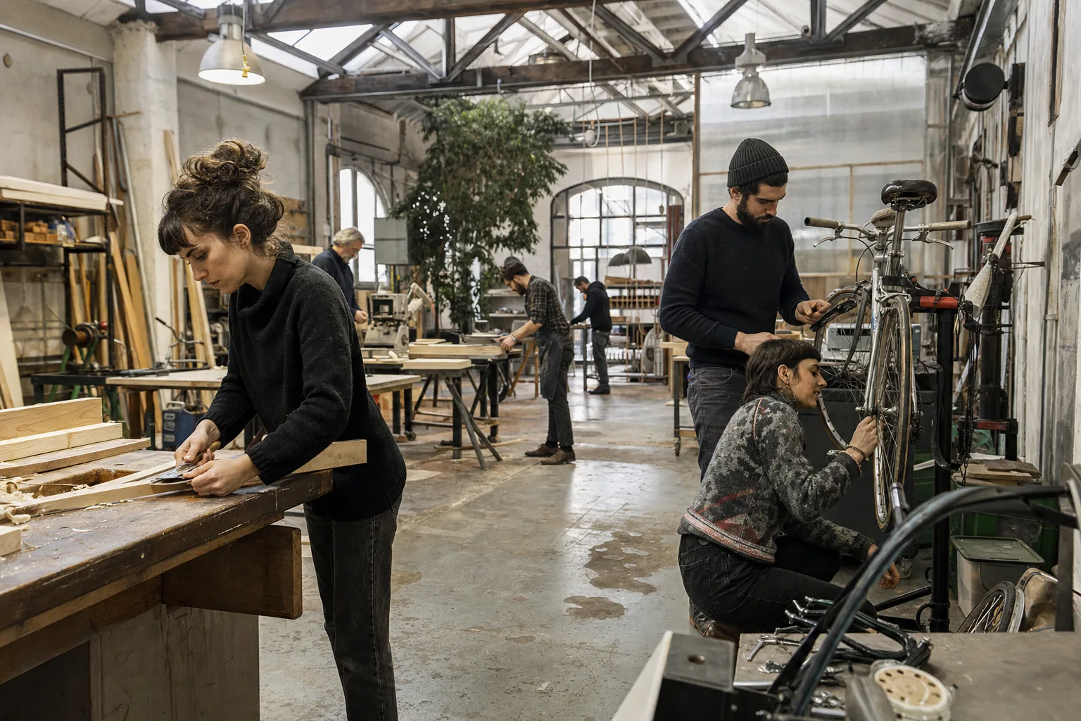 Persone al lavoro in un laboratorio condiviso