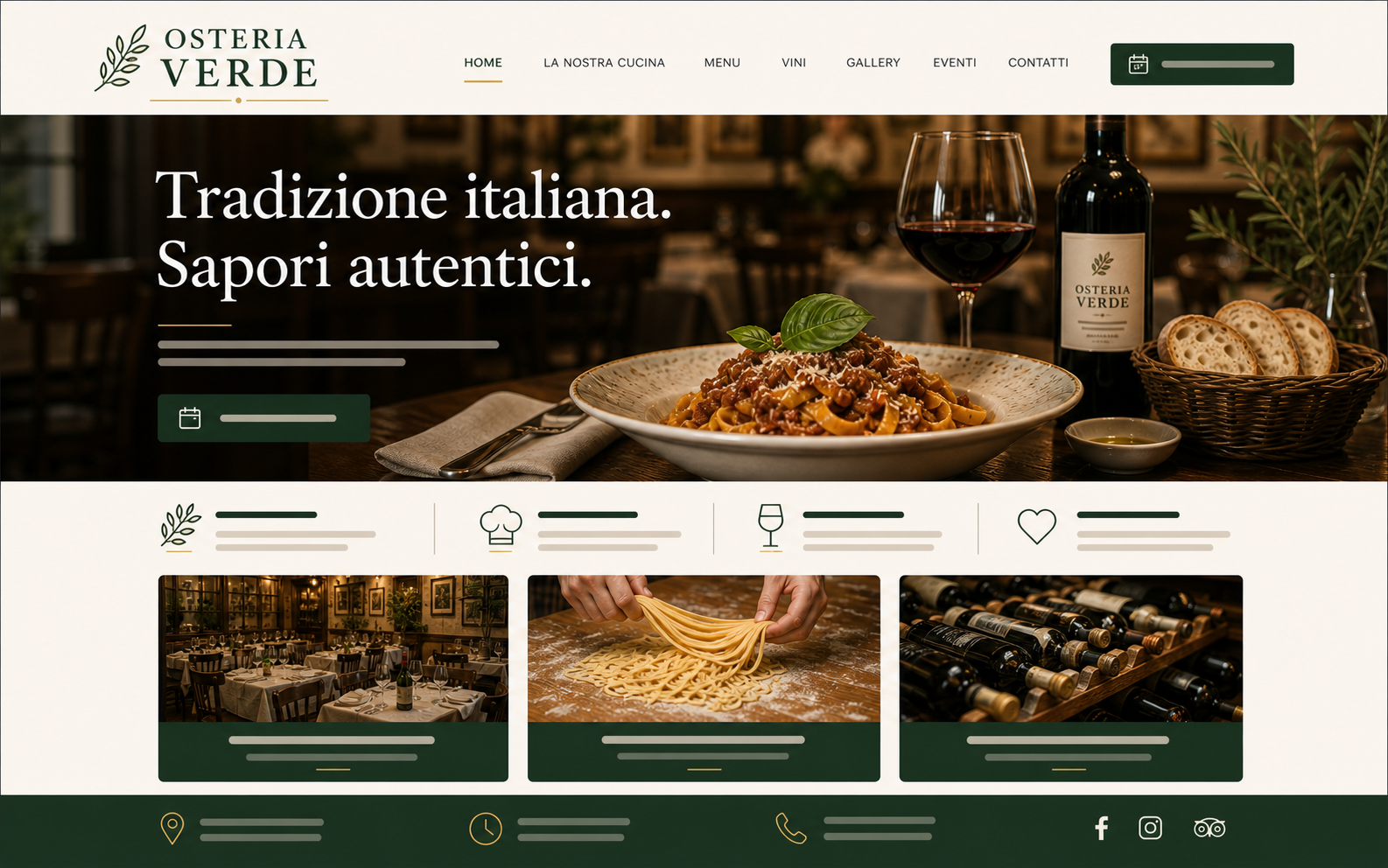 Homepage di una trattoria italiana