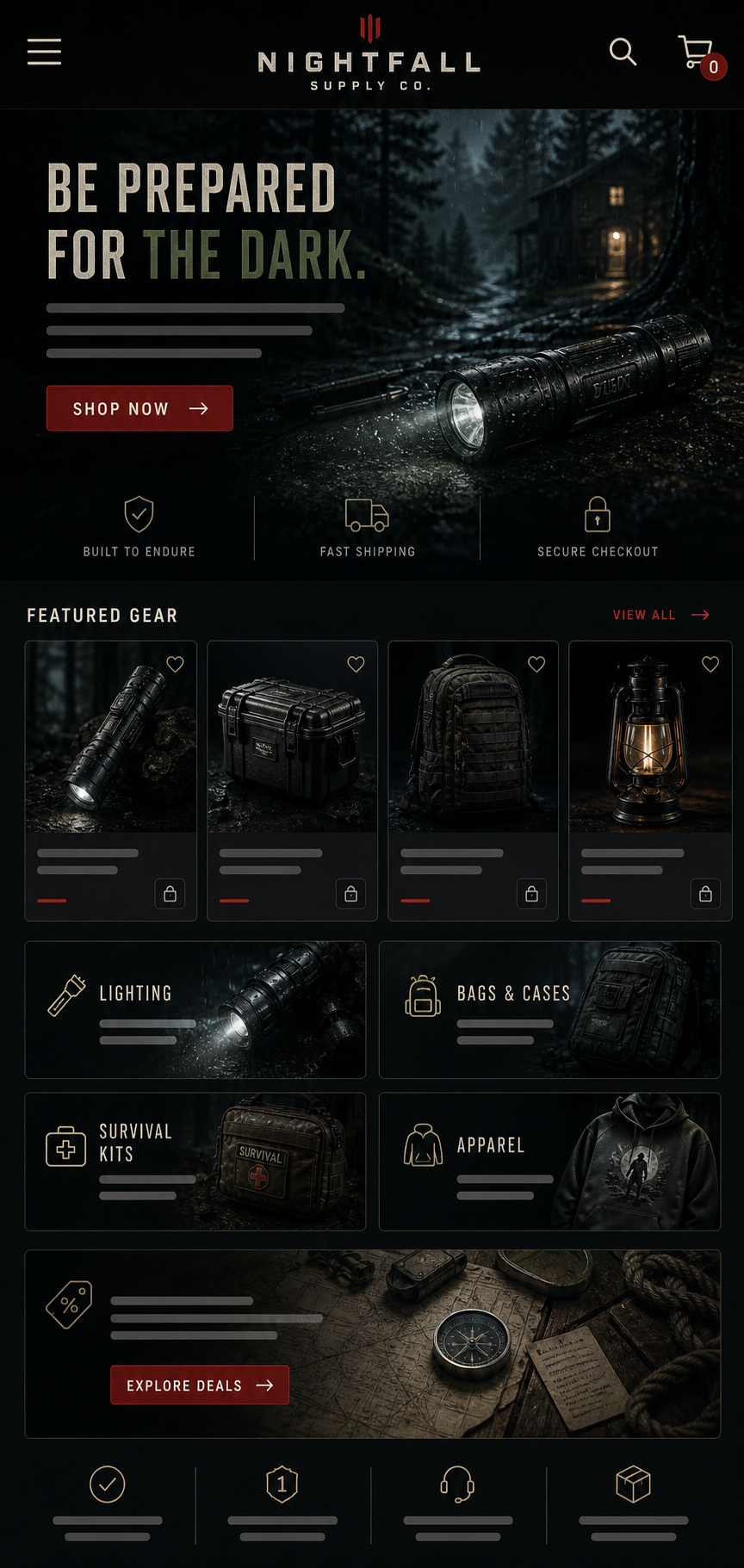 Homepage mobile di uno shop